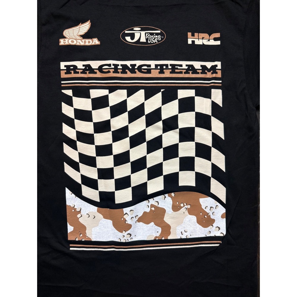 JT Racing Honda HRC Racing Team T-Shirt Black Graphic Camo Checkered Mens Small - Picture 7 of 8